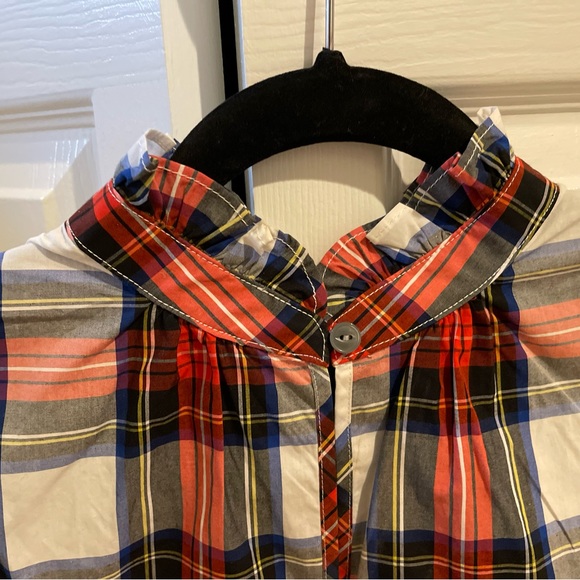 J Crew ruffle neck tartan poplin sleeveless blouse, NWT - Picture 3 of 5